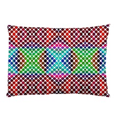 Colorful Circle Abstract White  Red Pink Green Pillow Case by BrightVibesDesign