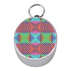 Colorful Circle Abstract White  Red Pink Green Mini Silver Compasses by BrightVibesDesign