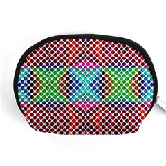 Colorful Circle Abstract White  Red Pink Green Accessory Pouch (medium) by BrightVibesDesign