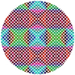 Colorful Circle Abstract White  Red Pink Green Wooden Puzzle Round