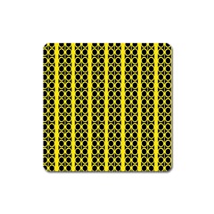 Circles Lines Black Yellow Square Magnet by BrightVibesDesign