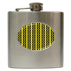 Circles Lines Black Yellow Hip Flask (6 Oz) by BrightVibesDesign