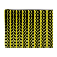 Circles Lines Black Yellow Cosmetic Bag (xl) by BrightVibesDesign