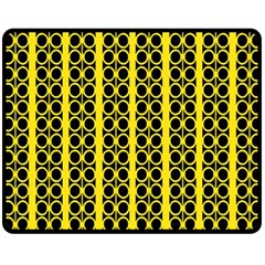 Circles Lines Black Yellow Fleece Blanket (medium)  by BrightVibesDesign