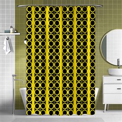 Circles Lines Black Yellow Shower Curtain 48  X 72  (small)  by BrightVibesDesign