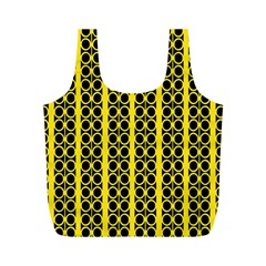 Circles Lines Black Yellow Full Print Recycle Bag (m) by BrightVibesDesign