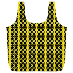 Circles Lines Black Yellow Full Print Recycle Bag (xl) by BrightVibesDesign