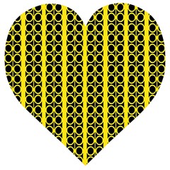 Circles Lines Black Yellow Wooden Puzzle Heart