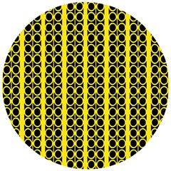 Circles Lines Black Yellow Wooden Puzzle Round by BrightVibesDesign