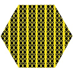 Circles Lines Black Yellow Wooden Puzzle Hexagon by BrightVibesDesign