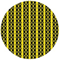 Circles Lines Black Yellow Wooden Bottle Opener (round)