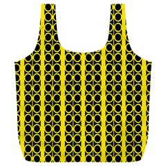 Circles Lines Black Yellow Full Print Recycle Bag (xxl) by BrightVibesDesign