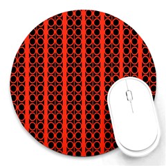 Circles Lines Black Orange Round Mousepads by BrightVibesDesign