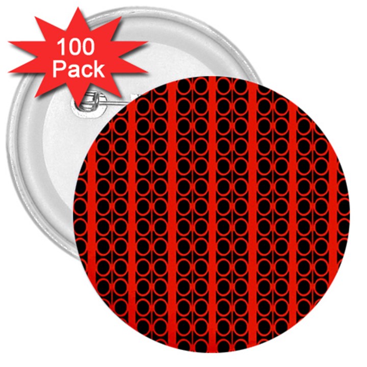 Circles Lines Black Orange 3  Buttons (100 pack) 