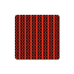 Circles Lines Black Orange Square Magnet by BrightVibesDesign