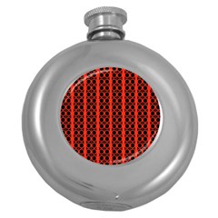 Circles Lines Black Orange Round Hip Flask (5 Oz) by BrightVibesDesign