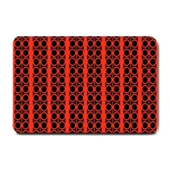 Circles Lines Black Orange Small Doormat  by BrightVibesDesign