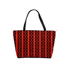 Circles Lines Black Orange Classic Shoulder Handbag by BrightVibesDesign