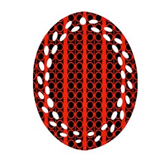 Circles Lines Black Orange Ornament (oval Filigree) by BrightVibesDesign