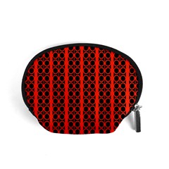 Circles Lines Black Orange Accessory Pouch (small) by BrightVibesDesign