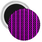 Circles Lines Black Pink 3  Magnets Front