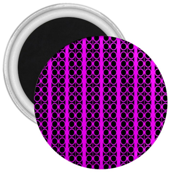 Circles Lines Black Pink 3  Magnets