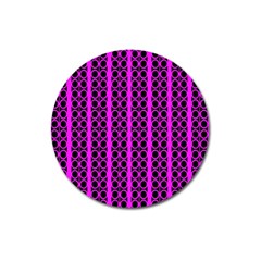 Circles Lines Black Pink Magnet 3  (round) by BrightVibesDesign