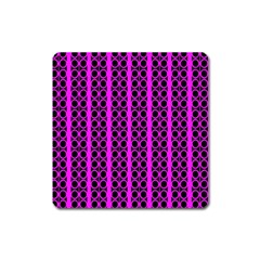 Circles Lines Black Pink Square Magnet by BrightVibesDesign