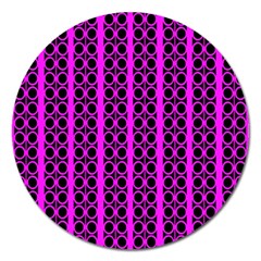 Circles Lines Black Pink Magnet 5  (round) by BrightVibesDesign