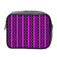 Circles Lines Black Pink Mini Toiletries Bag (two Sides) by BrightVibesDesign