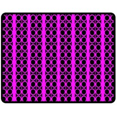 Circles Lines Black Pink Fleece Blanket (medium)  by BrightVibesDesign