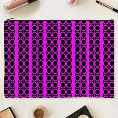 Circles Lines Black Pink Cosmetic Bag (xxxl) by BrightVibesDesign