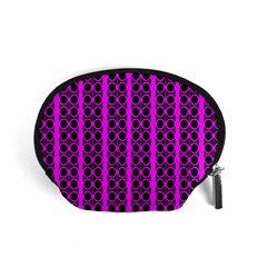 Circles Lines Black Pink Accessory Pouch (small) by BrightVibesDesign