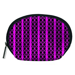 Circles Lines Black Pink Accessory Pouch (medium) by BrightVibesDesign