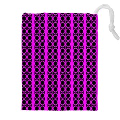 Circles Lines Black Pink Drawstring Pouch (5xl)