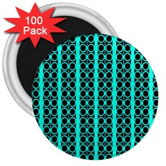 Circles Lines Black Green 3  Magnets (100 Pack) by BrightVibesDesign