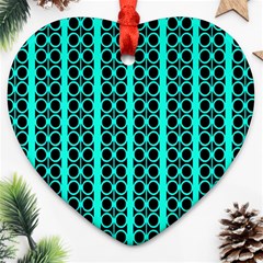 Circles Lines Black Green Heart Ornament (two Sides) by BrightVibesDesign