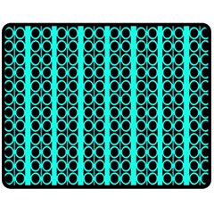 Circles Lines Black Green Double Sided Fleece Blanket (medium)  by BrightVibesDesign