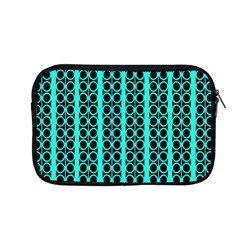 Circles Lines Black Green Apple Macbook Pro 13  Zipper Case by BrightVibesDesign