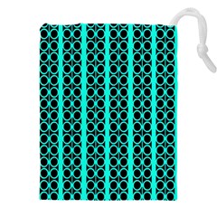 Circles Lines Black Green Drawstring Pouch (4xl) by BrightVibesDesign