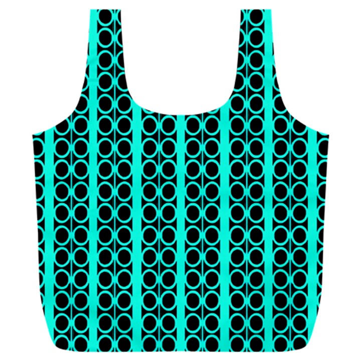 Circles Lines Black Green Full Print Recycle Bag (XXXL)