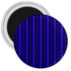 Circles Lines Black Blue 3  Magnets by BrightVibesDesign