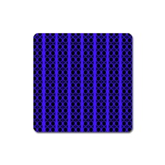 Circles Lines Black Blue Square Magnet by BrightVibesDesign