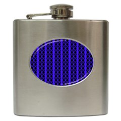 Circles Lines Black Blue Hip Flask (6 Oz) by BrightVibesDesign