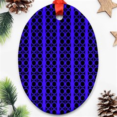 Circles Lines Black Blue Oval Ornament (two Sides) by BrightVibesDesign