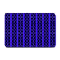 Circles Lines Black Blue Small Doormat  by BrightVibesDesign