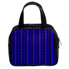 Circles Lines Black Blue Classic Handbag (two Sides) by BrightVibesDesign