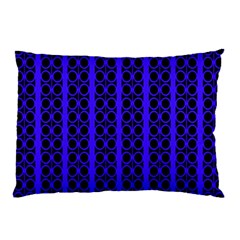 Circles Lines Black Blue Pillow Case by BrightVibesDesign