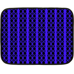 Circles Lines Black Blue Fleece Blanket (mini) by BrightVibesDesign