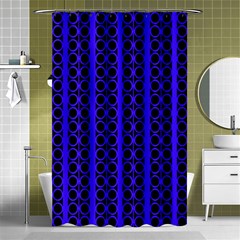 Circles Lines Black Blue Shower Curtain 48  X 72  (small)  by BrightVibesDesign